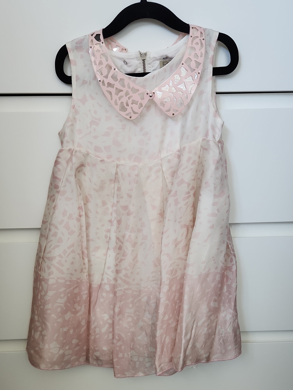 Mimisol Pink and White Girls' Party Dress with Removable Collar Size 5